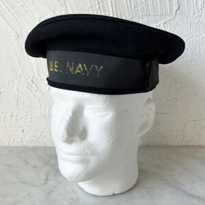 U.S. Navy Beret  Wool Hat Vintage World War II Military Signed Dickey Size 6-7/8